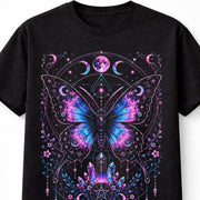 Mystic Butterfly Moon Crystal Witchcraft Gothic Black Unisex T-Shirt