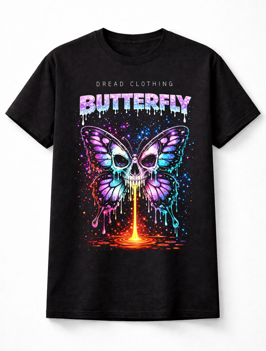 Butterfly Skull Gothic Galaxy Horror Graphic Unisex T-Shirt