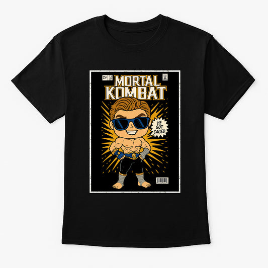 Mortal Kombat Johnny Cage “He Got Caged” Unisex T-Shirt – Retro Hollywood Fighter Graphic Tee