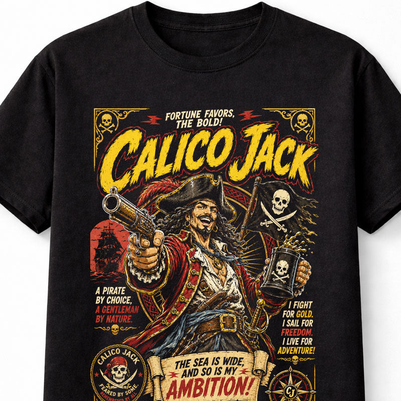 Calico Jack Pirate Captain Skull Flag Buccaneer Graphic Unisex T-Shirt