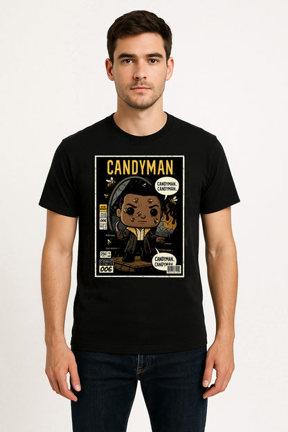Candyman “Say His Name” Graphic Tee – Retro Horror Comic Style T-Shirt for Classic Slasher Fans