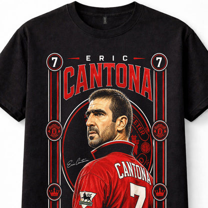 Eric Cantona Manchester United Number 7 Football Legend Black Unisex T-Shirt