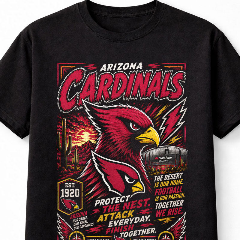 Arizona Cardinals NFL Bird Mascot Football Fan Gift Graphic Unisex T-Shirt