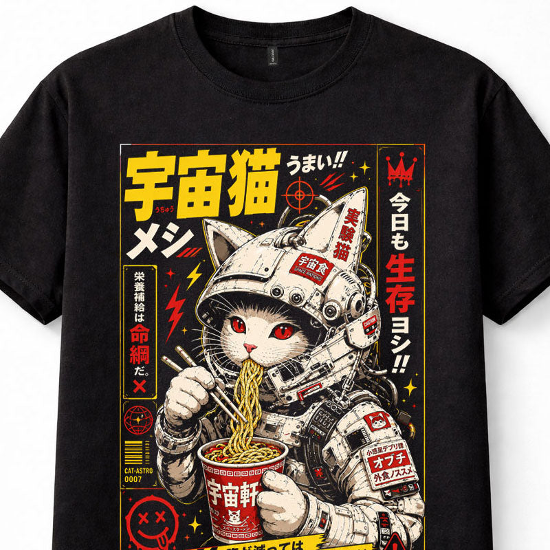 Space Cat Astronaut Ramen Japanese Anime Sci-Fi Retro Unisex T-Shirt