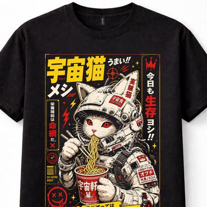 Space Cat Astronaut Ramen Japanese Anime Sci-Fi Retro Unisex T-Shirt
