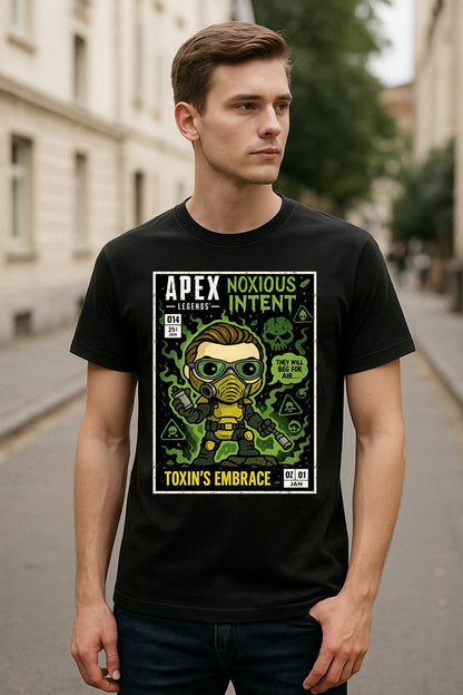 Apex Legends Caustic “Toxin’s Embrace” Unisex T-Shirt – Noxious Intent Retro Comic Graphic Tee