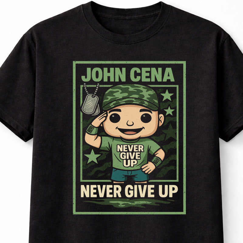 John Cena WWE T-Shirt Never Give Up Unisex Black Graphic Tee