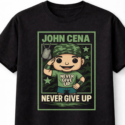 John Cena WWE T-Shirt Never Give Up Unisex Black Graphic Tee