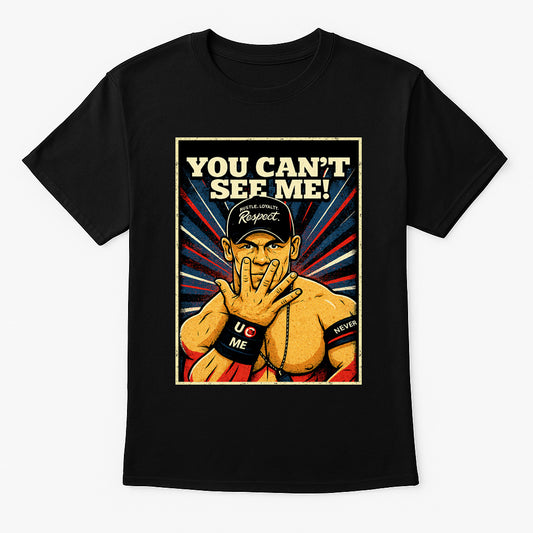 John Cena T-Shirt You Cant See Me Wrestling WWE Retro Unisex Black Graphic Tee