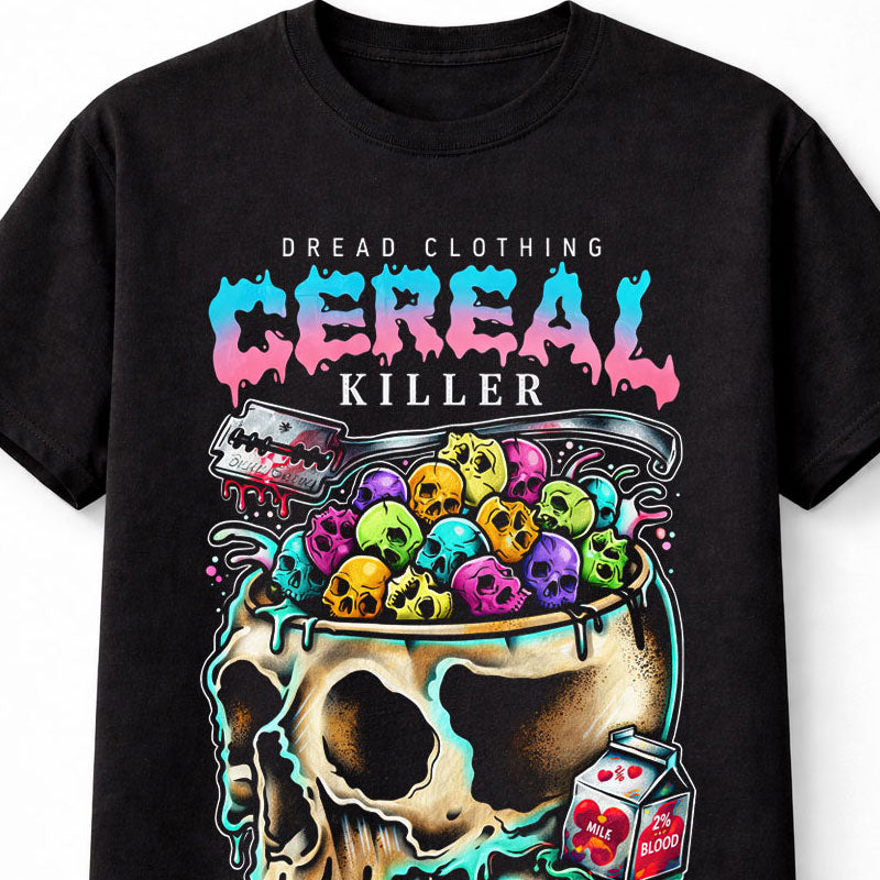 Cereal Killer Skull Funny Breakfast Horror Halloween Graphic Unisex T-Shirt