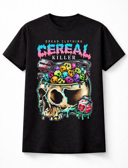 Cereal Killer Skull Funny Breakfast Horror Halloween Graphic Unisex T-Shirt