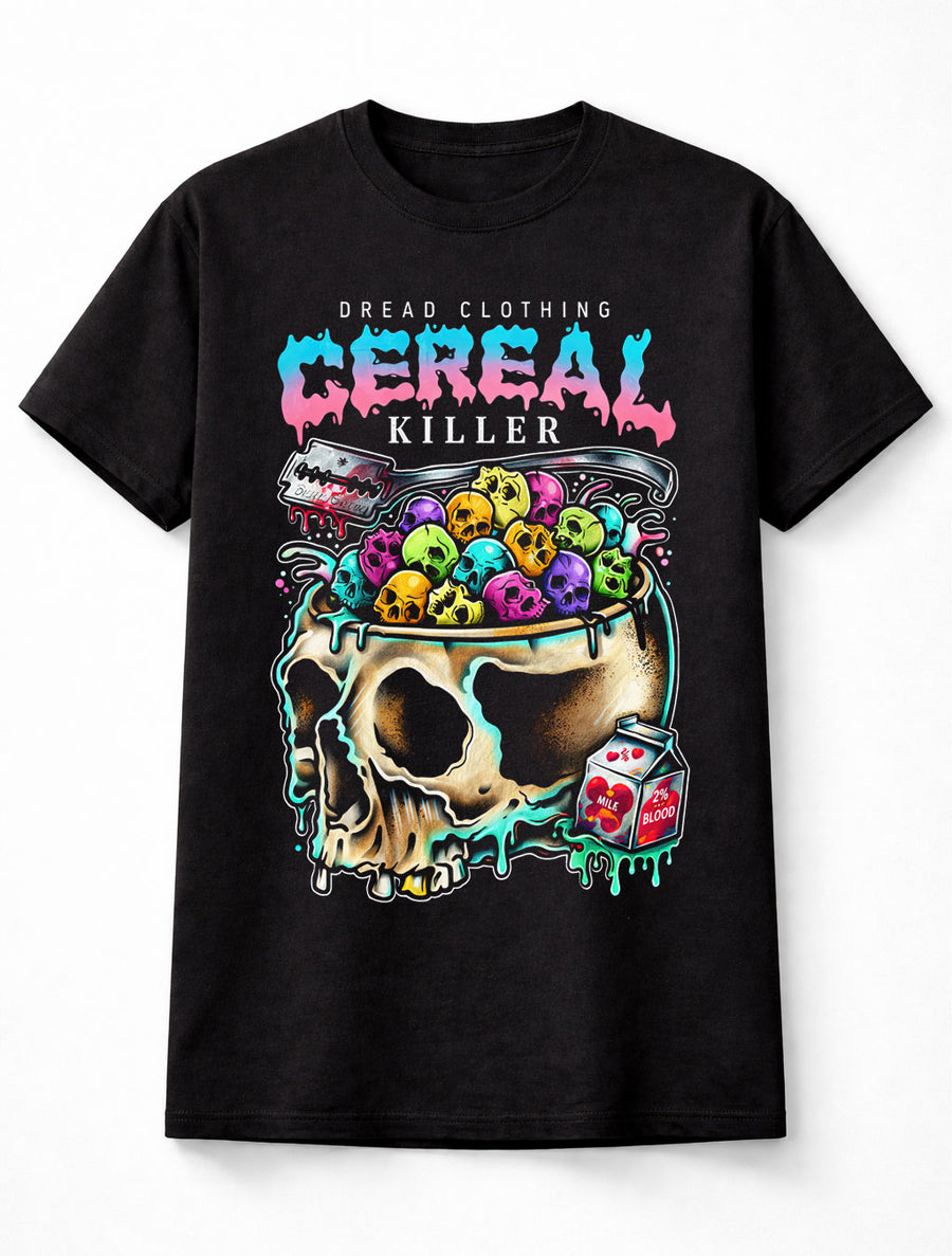 Cereal Killer Skull Funny Breakfast Horror Halloween Graphic Unisex T-Shirt