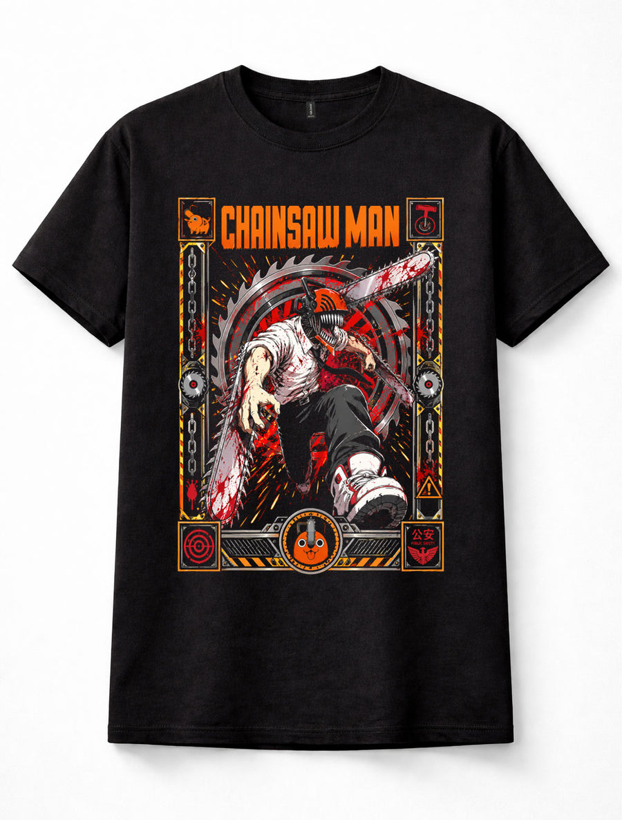 Chainsaw Man Denji Pochita Devil Hunter Anime Manga Black Unisex T-Shirt