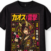 Chaos Cyberpunk Anime Demon Girl Japanese DJ Vinyl Graphic Unisex T-Shirt