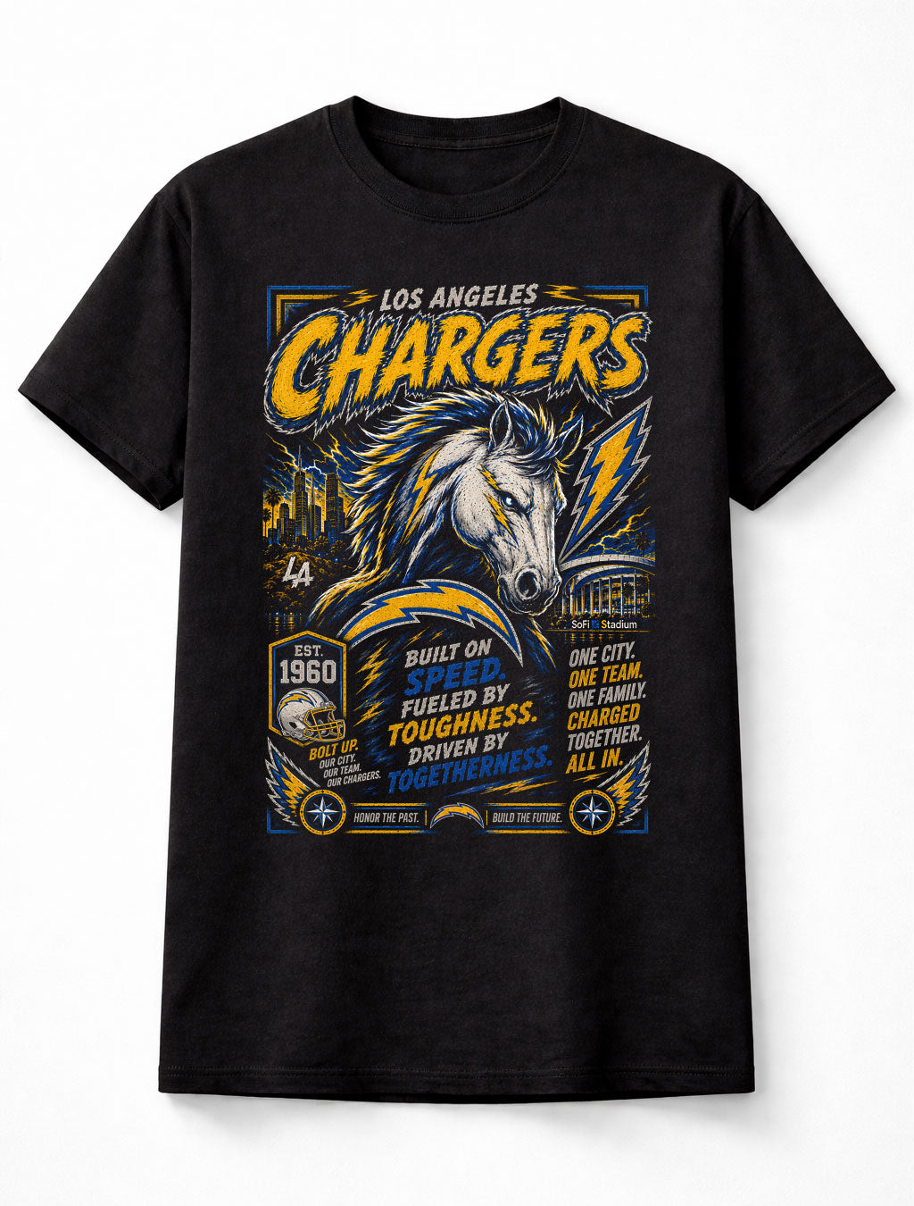 Los Angeles Chargers NFL Horse Mascot Football Fan Gift Unisex T-Shirt