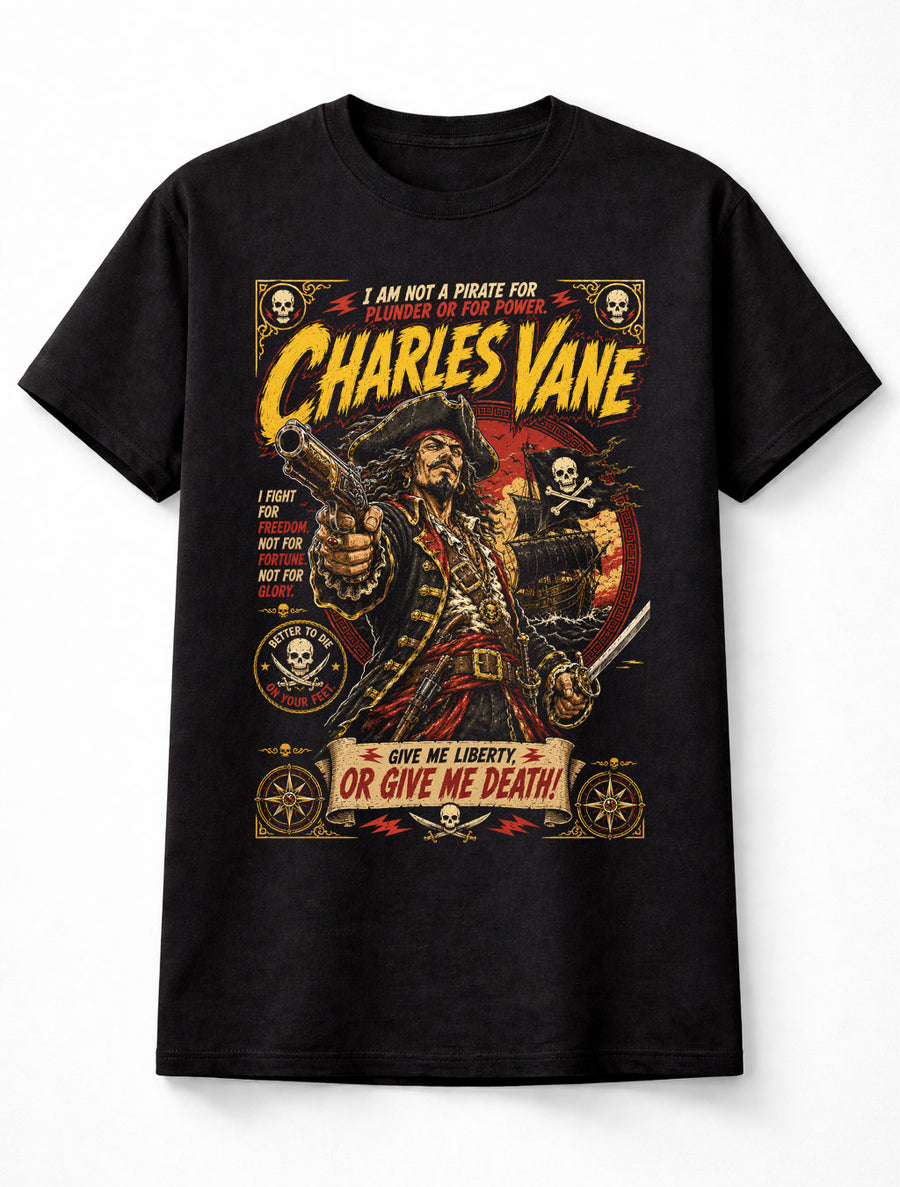 Charles Vane Pirate Captain Skull Ship Buccaneer Graphic Unisex T-Shirt