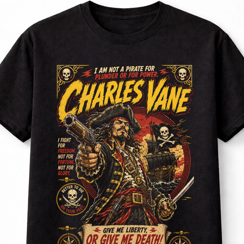 Charles Vane Pirate Captain Skull Ship Buccaneer Graphic Unisex T-Shirt