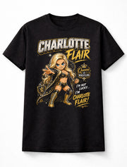 Charlotte Flair Queen Cartoon Gold Black WWE Wrestling Graphic Unisex T-Shirt