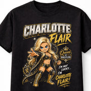 Charlotte Flair Queen Cartoon Gold Black WWE Wrestling Graphic Unisex T-Shirt