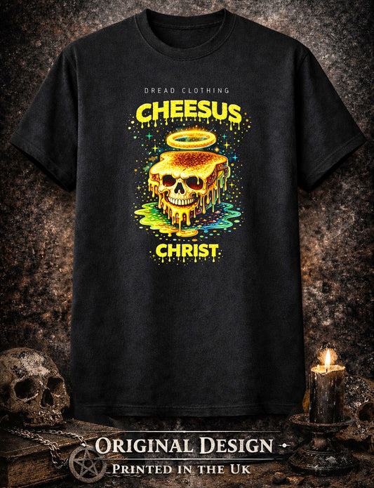 Cheesus Christ Skull Unisex Toxic Gothic Horror Food Pun Cheese Graphic T-Shirt