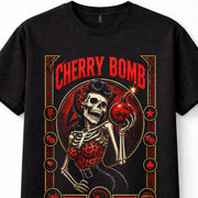 Cherry Bomb Skeleton Pin Up Girl Rockabilly Skull Unisex T-Shirt