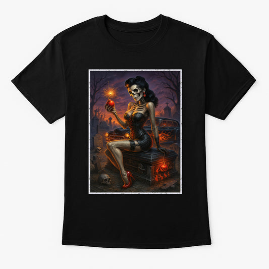 Graveyard Pinup Skeleton Unisex T-Shirt Rockabilly Horror Tee