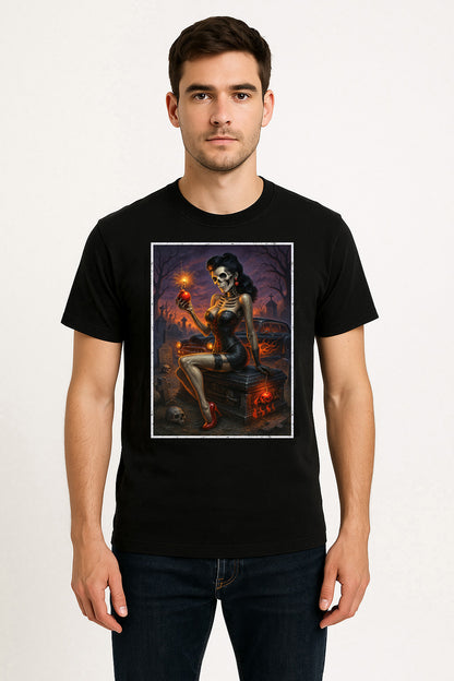 Graveyard Pinup Skeleton Unisex T-Shirt Rockabilly Horror Tee