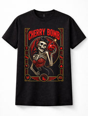 Cherry Bomb Skeleton Pin Up Girl Rockabilly Skull Unisex T-Shirt