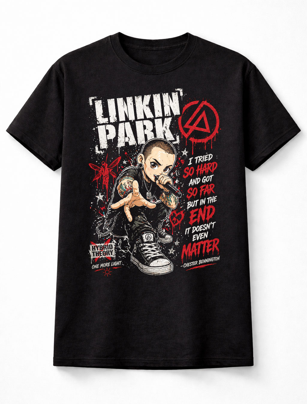 Linkin Park Graphic T-Shirt Chester Tribute Tee I Tried So Hard Lyrics Shirt Hybrid Theory Style Rock Band Fan Gift Alternative Music Adults & Kids Unisex T-Shirt