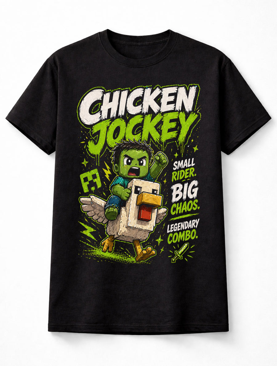 Minecraft Chicken Jockey Gamer Graphic Funny Game Unisex T-Shirt