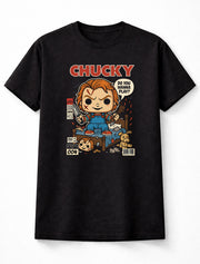 Chucky Horror Movie Comic Edition Unisex Black Graphic Tee