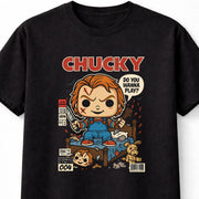 Chucky Horror Movie Comic Edition Unisex Black Graphic Tee