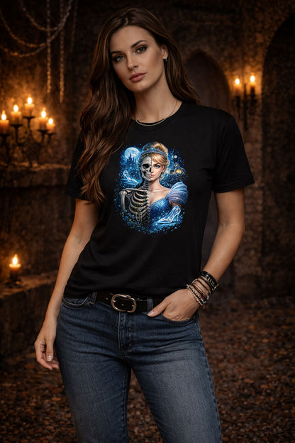 Cinderella Skull T Shirt Gothic Fairy Tale Skeleton Princess Unisex Graphic Tee