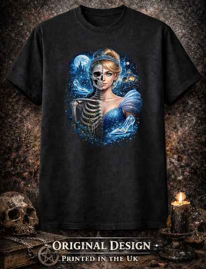 Cinderella Skull T Shirt Gothic Fairy Tale Skeleton Princess Unisex Graphic Tee