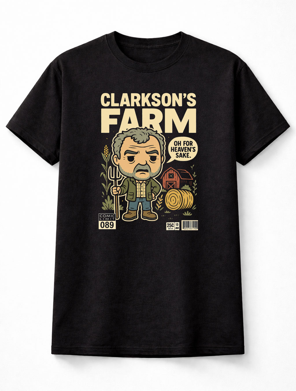 Clarkson’s Farm Jeremy Clarkson Chibi Comic Edition Unisex Black Graphic Tee