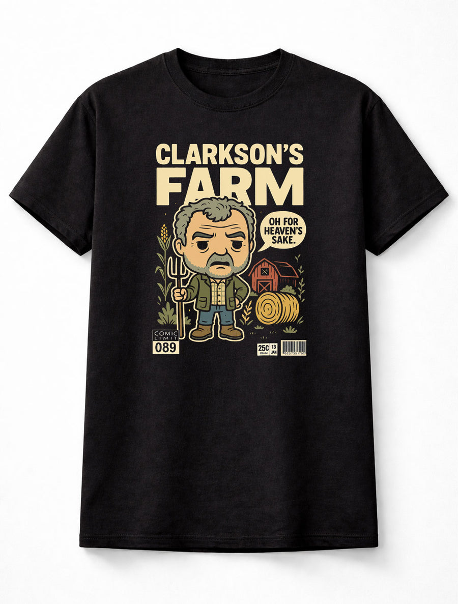 Clarkson’s Farm Jeremy Clarkson Chibi Comic Edition Unisex Black Graphic Tee