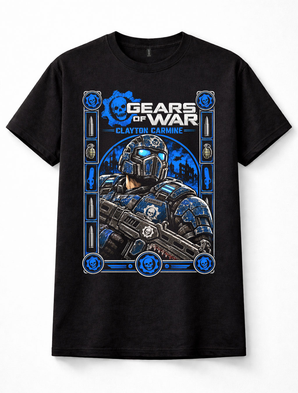 Gears of War Clayton Carmine COG Soldier Gaming Xbox Gamer Unisex Black T-Shirt