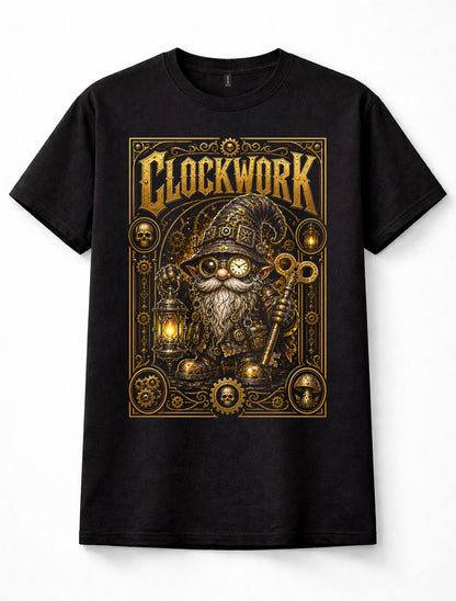 Clockwork Steampunk Gnome Wizard Gears Goggles Fantasy Graphic Unisex T-Shirt