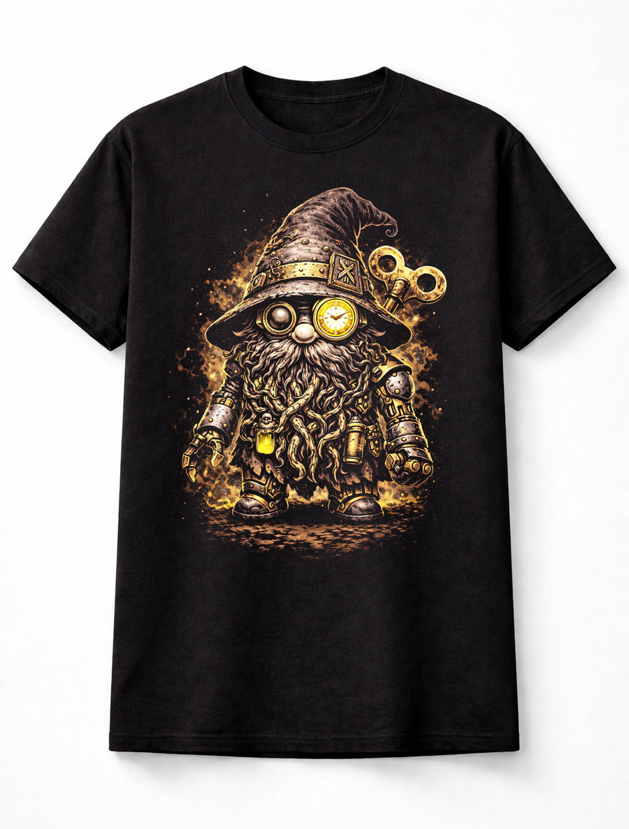 Steampunk Wizard Gnome Fantasy Clockwork Graphic Unisex T-Shirt
