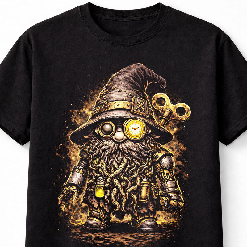 Steampunk Wizard Gnome Fantasy Clockwork Graphic Unisex T-Shirt