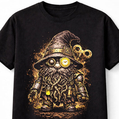 Steampunk Wizard Gnome Fantasy Clockwork Graphic Unisex T-Shirt