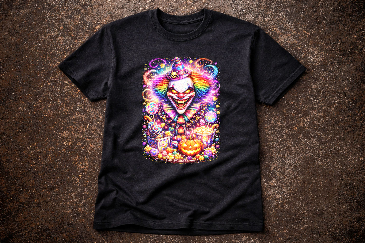 Evil Clown Halloween Art Psychedelic Trippy Gothic Unisex Graphic T-Shirt