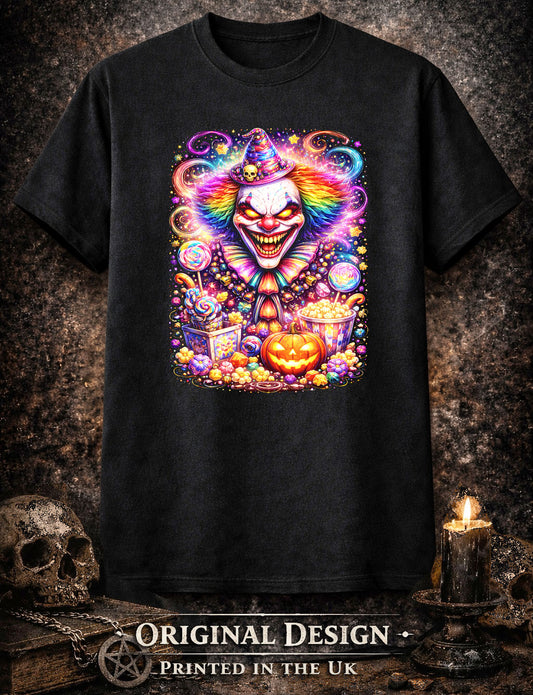 Evil Clown Halloween Art Psychedelic Trippy Gothic Unisex Graphic T-Shirt