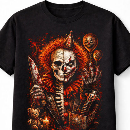 Killer Clown Skeleton Horror Halloween Slasher Skull Unisex T-Shirt