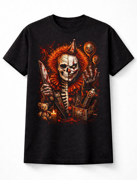 Killer Clown Skeleton Horror Halloween Slasher Skull Unisex T-Shirt