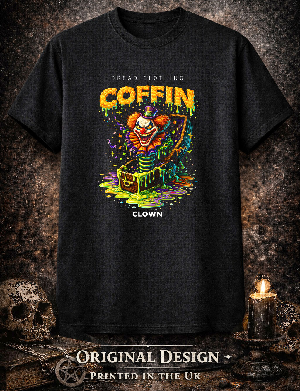 Coffin Clown Unisex Toxic Gothic Horror Graphic T-Shirt Creepy Dark Art Tee