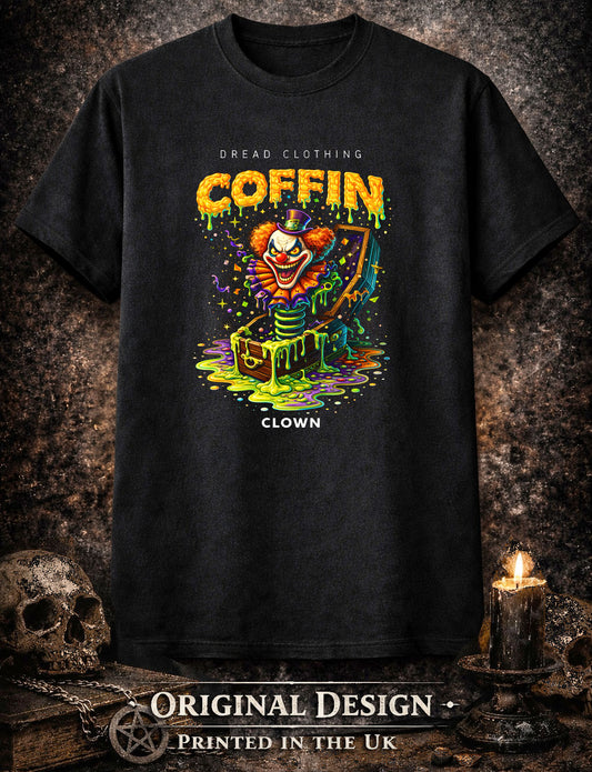 Coffin Clown Unisex Toxic Gothic Horror Graphic T-Shirt Creepy Dark Art Tee