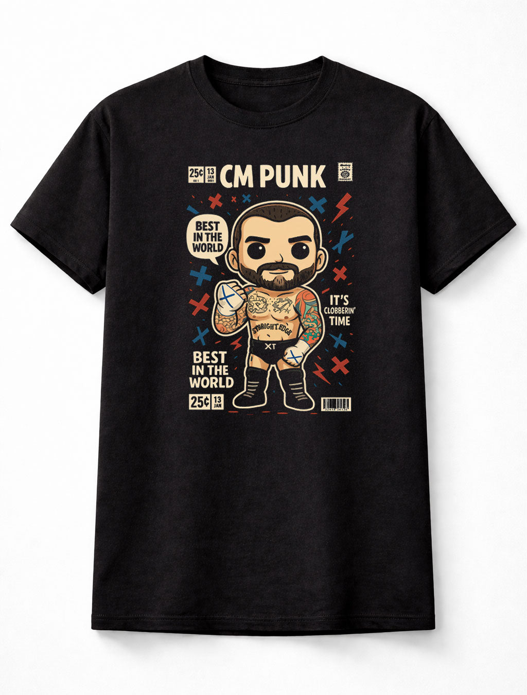 CM Punk Wrestler T-Shirt Best In The World Style Unisex Black Graphic Tee