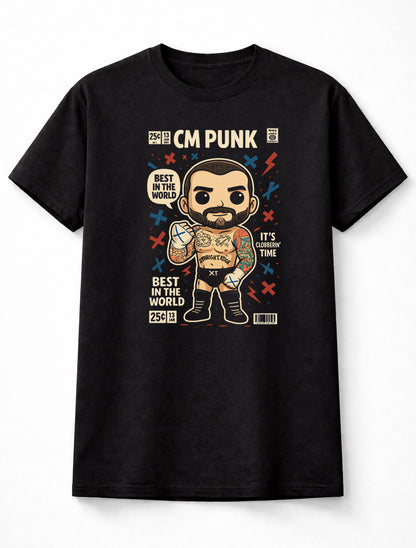 CM Punk Wrestler T-Shirt Best In The World Style Unisex Black Graphic Tee