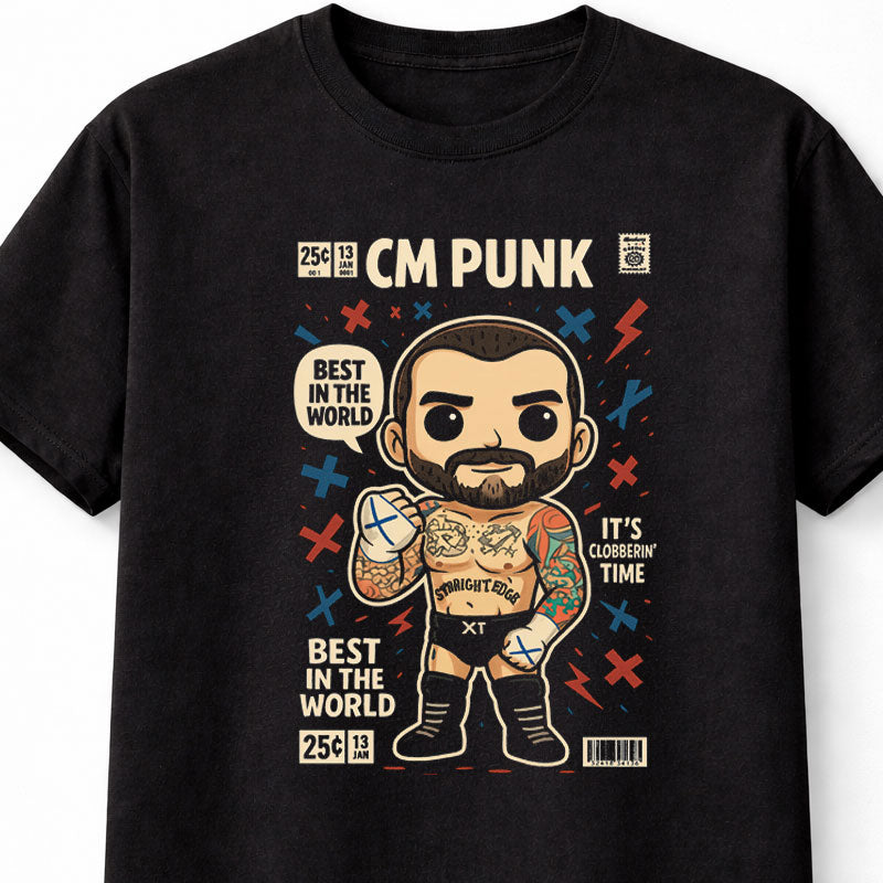CM Punk Wrestler T-Shirt Best In The World Style Unisex Black Graphic Tee